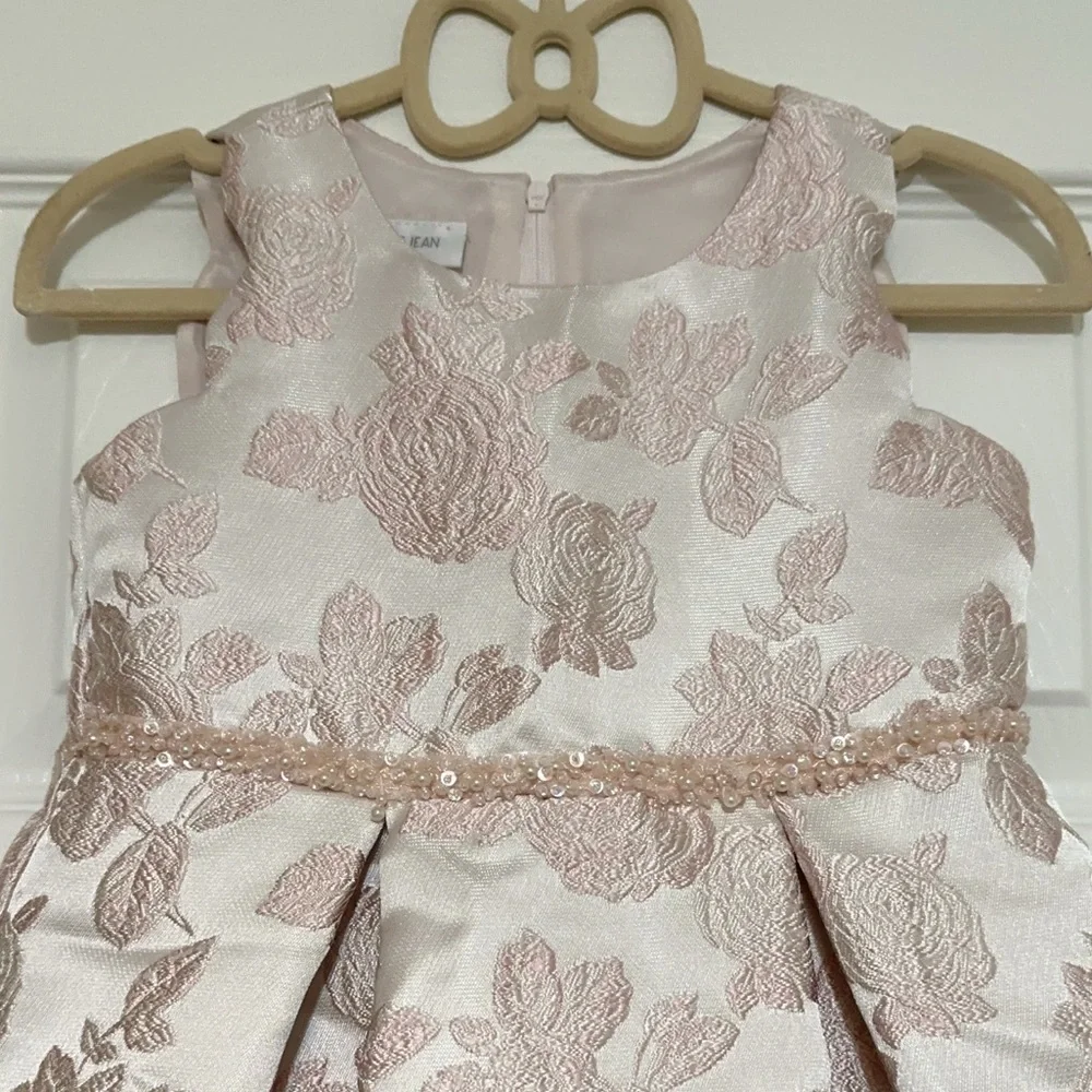 Bonnie Jean Light Pink Floral Jacquard Dress